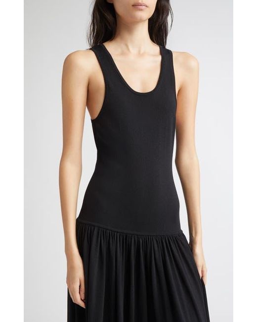 Loulou de Saison Black Jada Drop Waist Jersey Maxi Dress