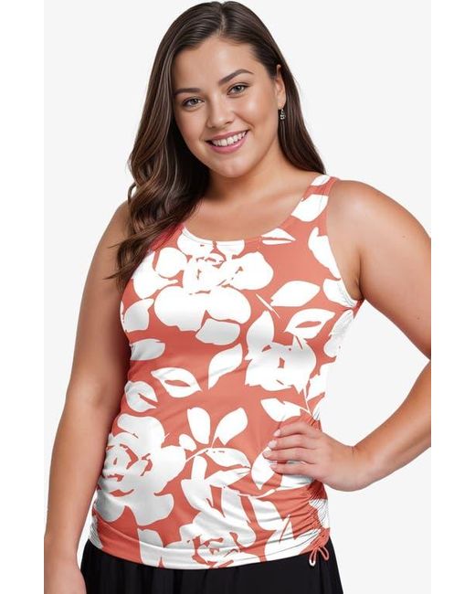 Calypsa White Plus Size Maya Tankini Swim Top With Removable Cups