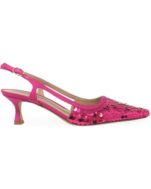 Madison Maison Pink Sequence Snip Toe Slingback Heel