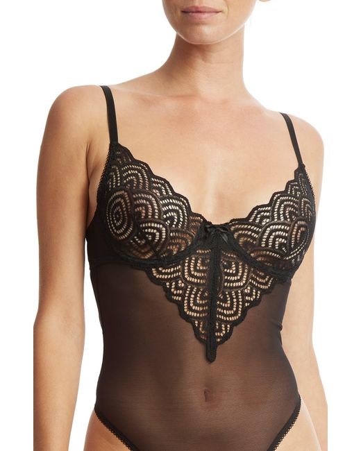 Hanky Panky Brown Strappy Mesh & Lace Underwire Teddy