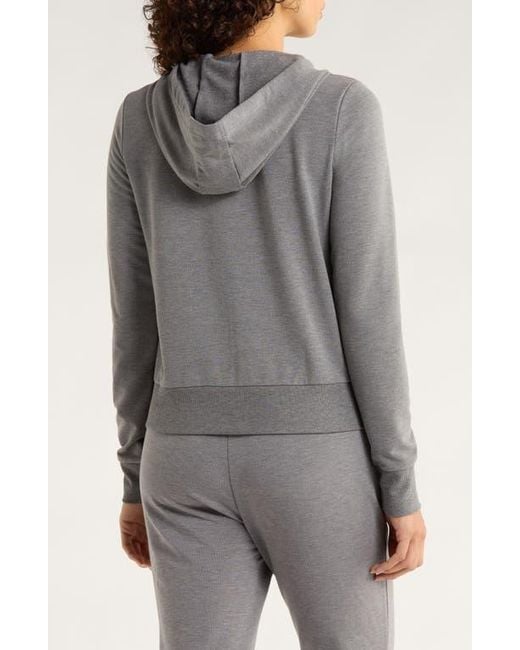 Mpg Gray Slim Fit Cozy Recycled Polyester Blend Fleece Full Zip Hoodie