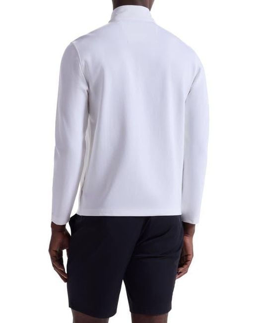 Bugatchi White Solid Quarter Zip Pullover for men