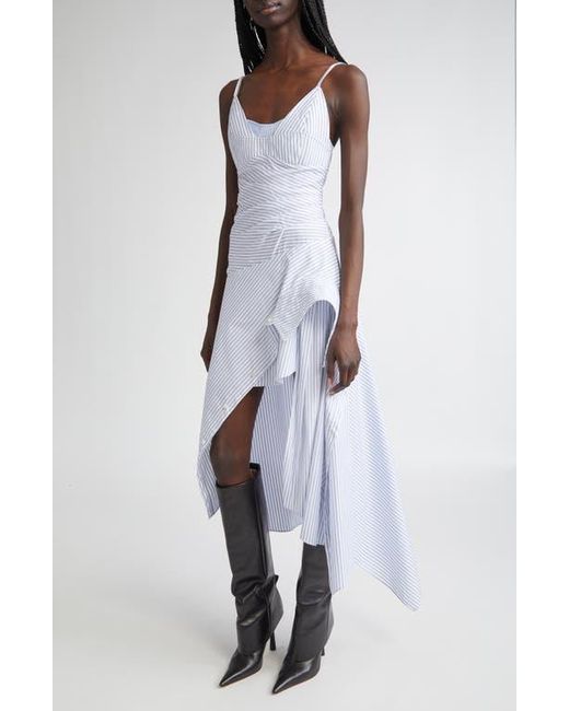 Monse White Cascade Stripe Cotton Poplin Dress