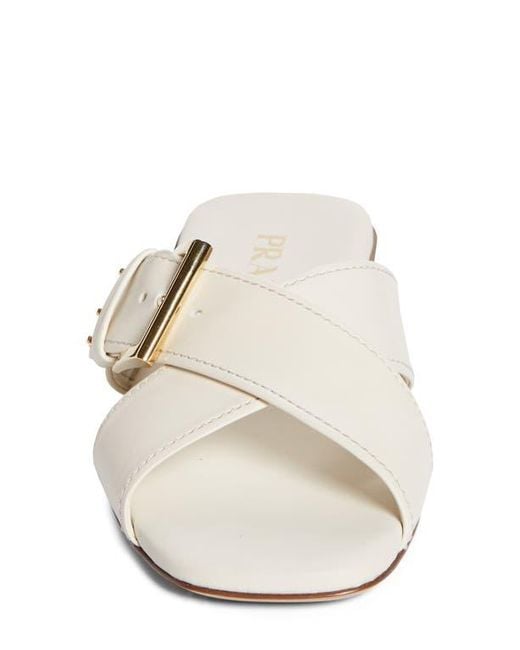 Prada White Square Toe Flat Sandal