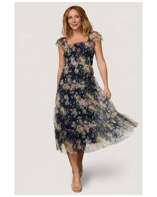 clementine tulle midi dress Baltic Born Womens Clementine Tulle Midi Dress | Dusty Green Print