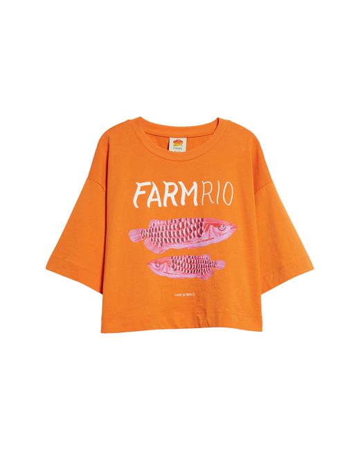 Farm Rio Orange Tropical Fish Cotton Graphic T-shirt