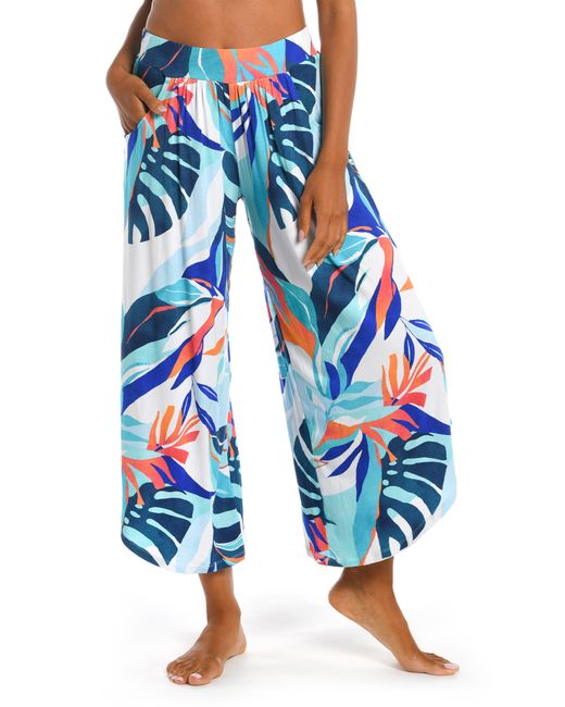 La Blanca Coastal Palms Knit Coverup Palazzo Pants in Blue Lyst
