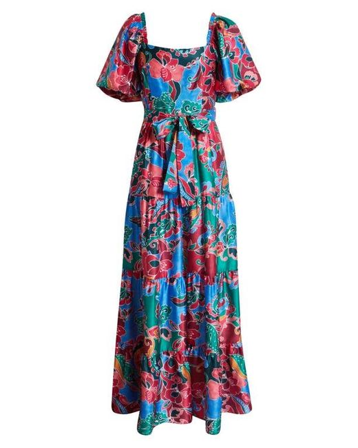 Eliza J Blue Floral Tiered Maxi Dress