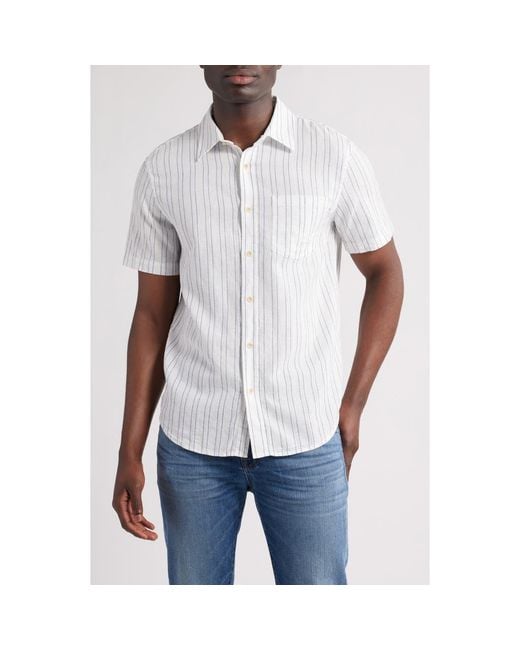 AG Jeans White Aiden Stripe Short Sleeve Button-Up Shirt for men