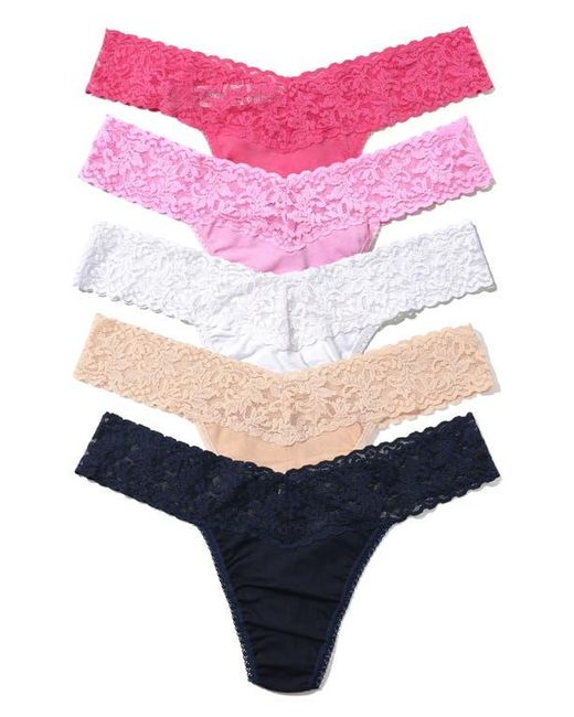 Hanky Panky Pink Holiday Cracker Assorted 5-Pack Low Rise Cotton Thongs
