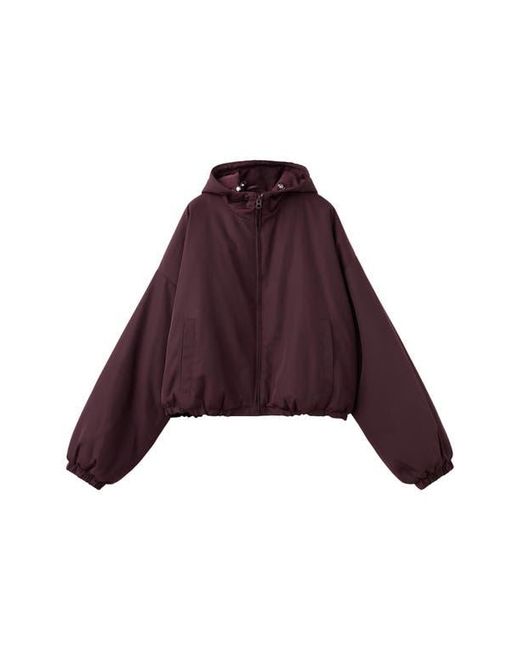 Mango Red Oversize Hooded Crop Zip Jacket
