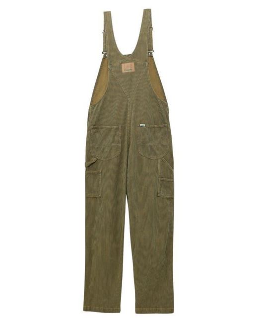 Lee Jeans Green Railroad Stripe Workwear Bib Overalls for men