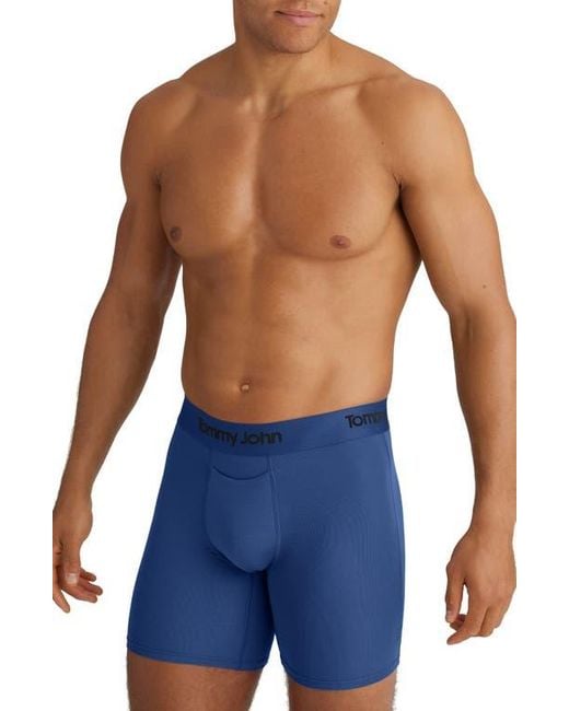 Tommy John Blue Second Skin 6-Inch Boxer Briefs for men