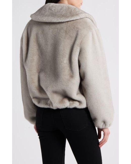 BCBGMAXAZRIA Gray Channel Quilted Faux Fur Jacket