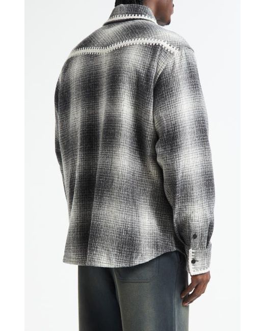Golden Goose Deluxe Brand Gray Journey Plaid Virgin Wool & Silk Blend Overshirt for men