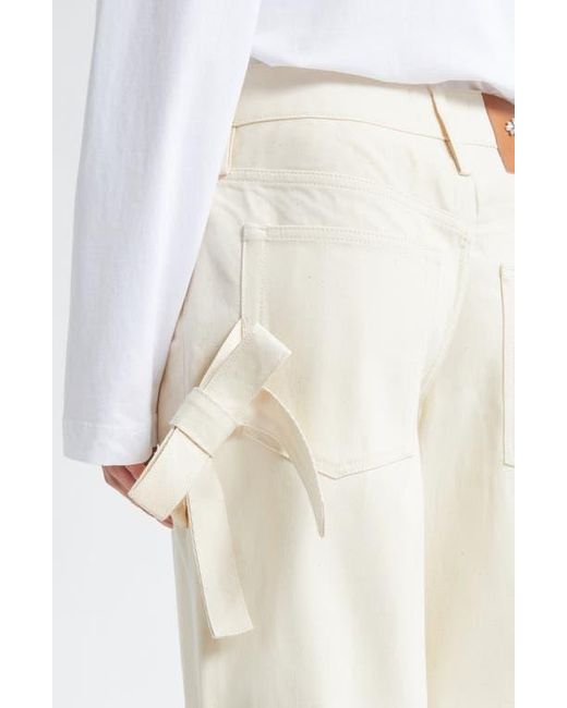 Simone Rocha Natural Straight Leg Bow Loop Jeans