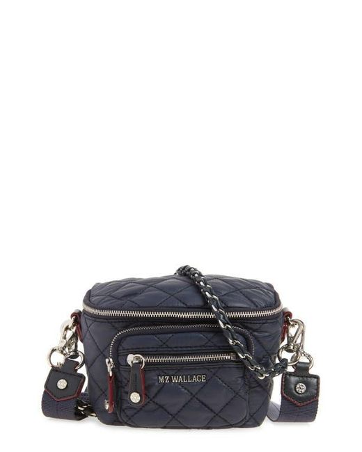MZ Wallace Black Micro Crosby Diamond Quilted Nylon Sling Bag