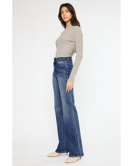 Kancan Blue Onyx Essentials Ultra High Rise Wide Flare Jeans