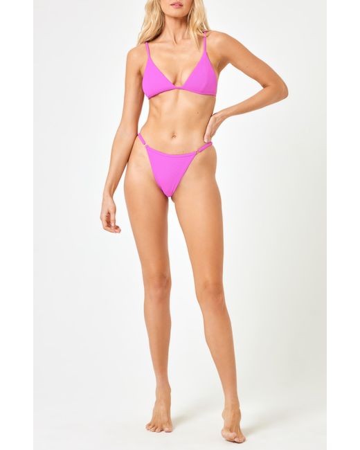 L*Space Purple Lindsay Convertible Triangle Bikini Top