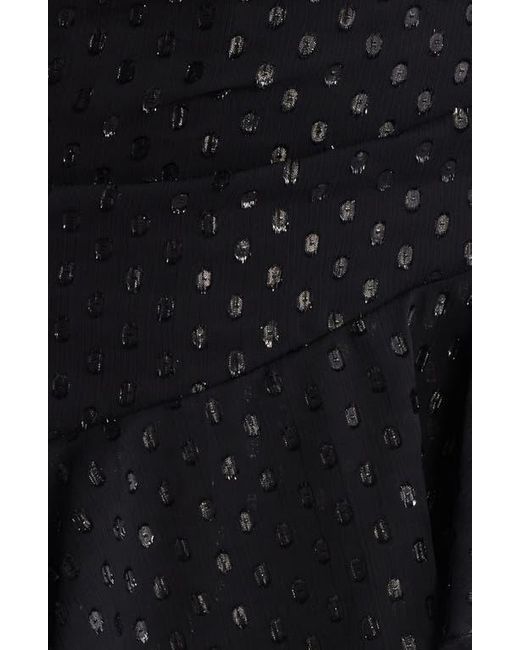 Chelsea28 Black Metallic Clip Dot Asymmetric Dress
