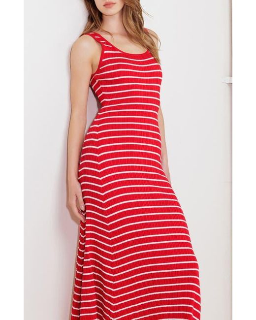 FREEMARKET Red Stripe Rib Midi Dress