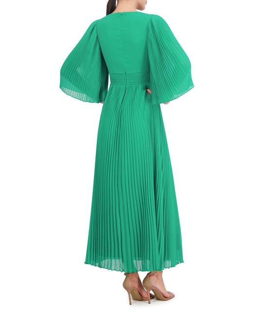 Vince Camuto Green Pleated Chiffon Maxi Dress