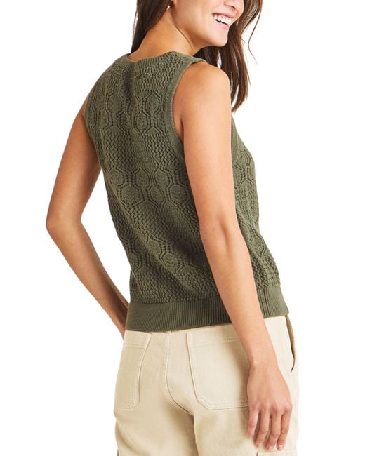 Splendid Green Celine Open Stitch Sleeveless Sweater