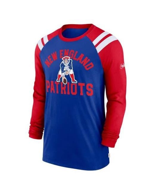 Nike Blue New England Patriots Classic Arc Raglan Tri-Blend Long Sleeve T-Shirt for men