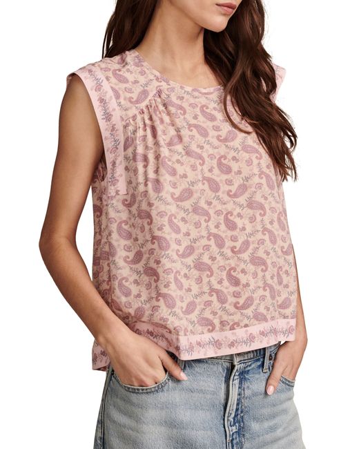 Lucky Brand Red Floral Print High-low Top