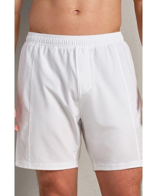 Rhone White Backspin 7-Inch Lined Shorts for men