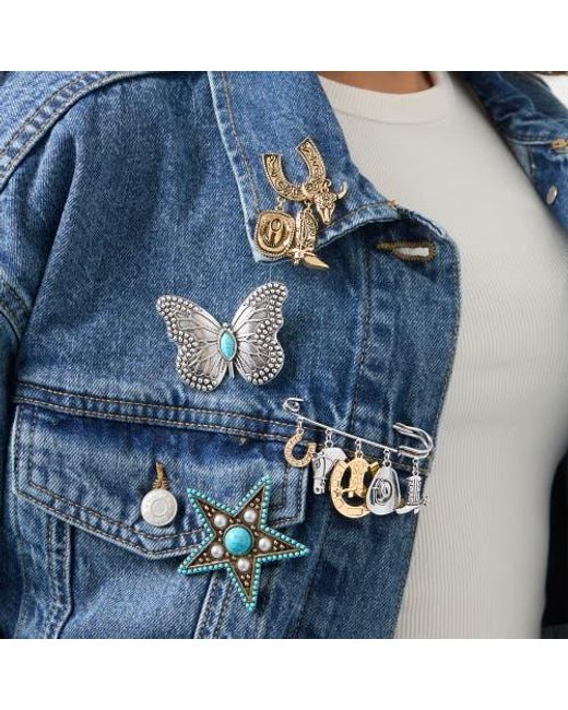 Jessica Simpson Blue Butterfly Pin With Accent