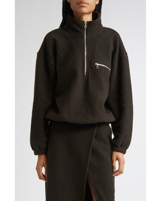 Rier Black Wool Fleece Half Zip Sweatshirt