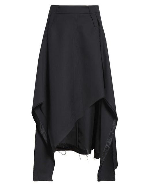 Jason Wu Black Inverted Seam Suiting Wool Asymmetric Midi Skirt