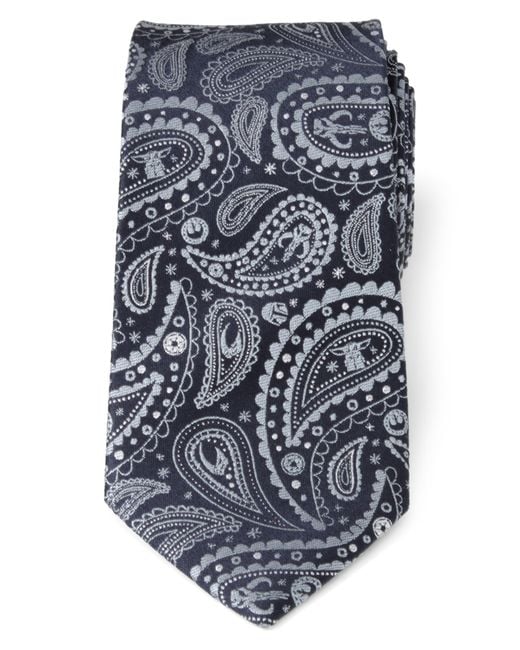 Cufflinks Inc. Gray Star Wars Mandalorian Paisley Silk Tie for men