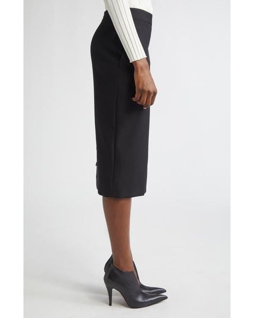 Alexander McQueen Black Back Button Wool Gabardine Pencil Skirt