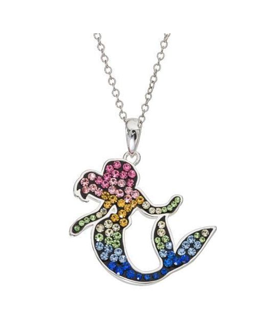 Disney Pink The Little Mermaid Ariel Crystal Flash Plated Pendant Necklace, 18
