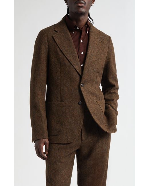Noah NYC Brown Wool Herringbone Sack Jacket for men