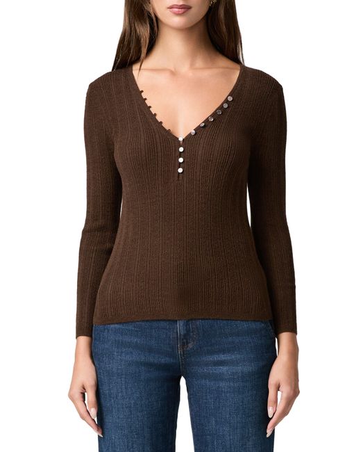PAIGE Black Ginnette Button Rib Sweater