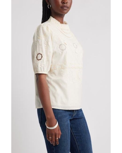 Treasure & Bond White Lace Trim Cotton Broderie Anglaisetop