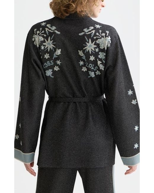 Scotch & Soda Black 40 Years Metallic Belted Jacquard Jacket