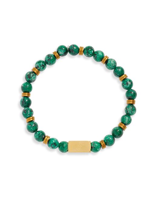 CLIFTON WILSON Green Marbled Stone Beaded Bracelet for men