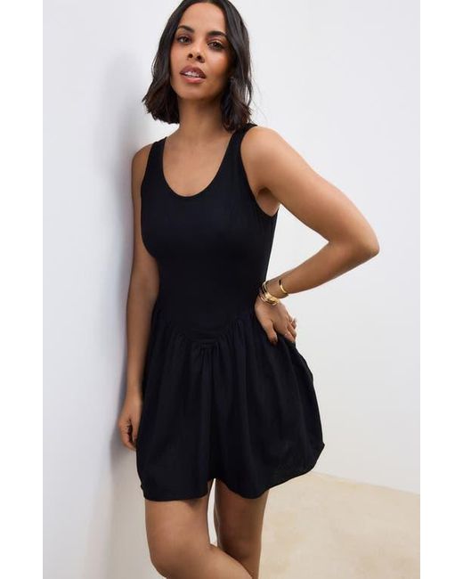 Next Blue Linen Blend Sleeveless Fit & Flare Minidress