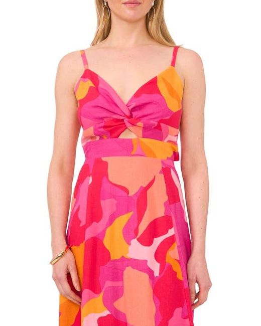 Halogen® Pink Printed Cutout Tie Back Maxi Sundress