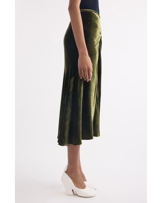 Dries Van Noten Black Smila Twist Front Velvet Midi Skirt