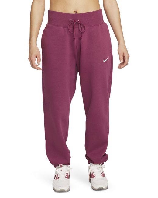 Nike Sportswear Phoenix High Waist Fleece Sweatpants in Red | Lyst