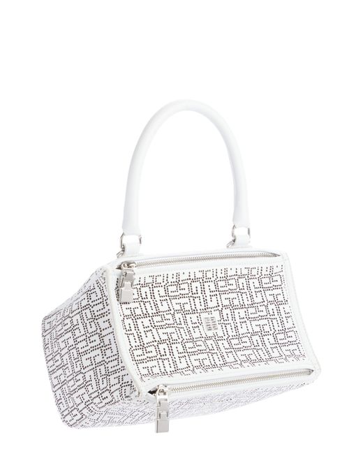 Givenchy White Small Pandora Perforated 4g Logo Leather Satchel
