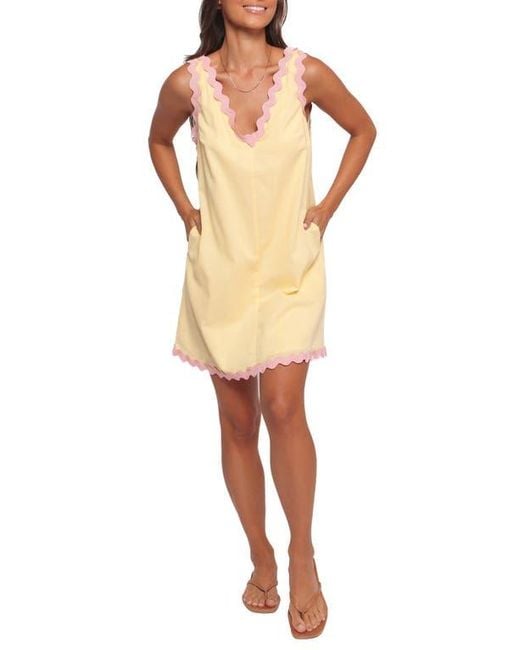 Petal & Pup White Calliope Rickrack Trim Cotton & Linen Minidress