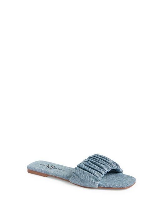 Yosi Samra Blue Naomi Ruched Slide Sandal