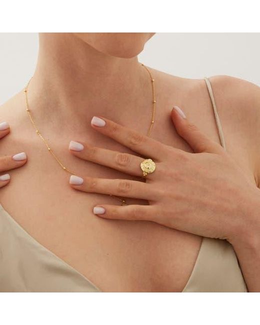 Spero London Yellow Sun Face Embossed Sterling Medal Ring