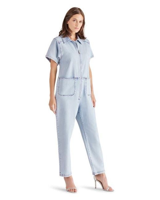 Steve Madden Blue Eira Denim Jumpsuit